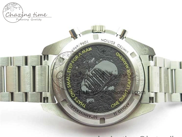 0130 Speedmaster 50th Anniversary of The Moon Landing OMF Best Edition on SS Bracelet Manual Winding Chrono Movement WellDesigned 7891